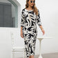 👗 Rochie elegantă lejeră cu imprimeu cu guler rotund pentru femei