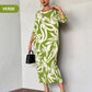👗 Rochie elegantă lejeră cu imprimeu cu guler rotund pentru femei