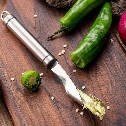 🌶️Cumpărați 1 Obțineți 1 GRATUIT🌶️Spatula din oțel inoxidabil pentru îndepărtarea semințelor din ardeii iute