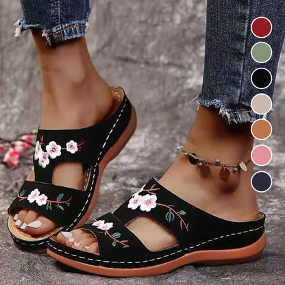🏖️Papuci confortabili pentru femei cu vârful deschis şi toc wedge