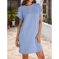 💞Rochie de buzunar elegantă cu gât rotund și culoare solidă