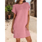 💞Rochie de buzunar elegantă cu gât rotund și culoare solidă