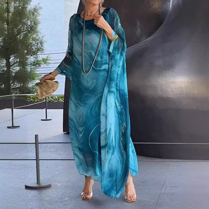 Rochie elegantă din sifon imprimat marmorat