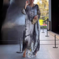 Rochie elegantă din sifon imprimat marmorat