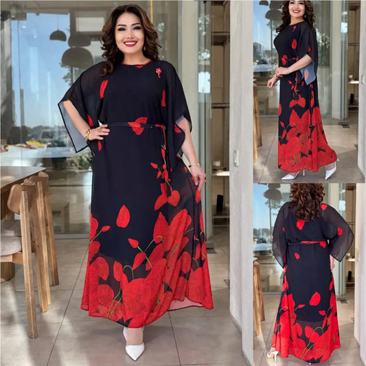 Rochie cu mânecă fluture imprimată la gât, cu curea