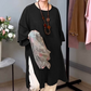 Bumbac din lenjerie rotund gât Split Seven Sleeve Top