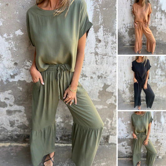Set de două piese casual de culoare solidă pentru femei