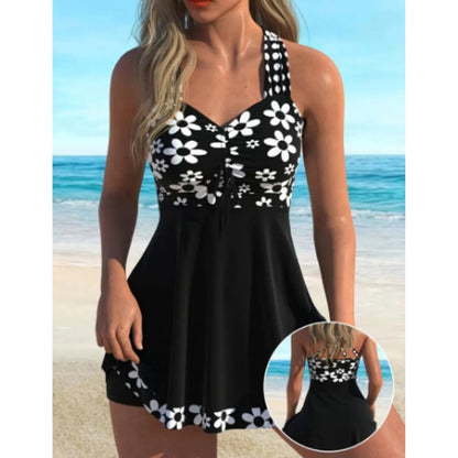 Set costum de baie pentru femei: top cu imprimeu floral și scurt панталони🏖️