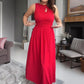 Rochie maxi elegantă de damă cu decolteu ascuțit