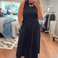 Rochie maxi elegantă de damă cu decolteu ascuțit