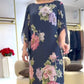 Rochie lungă imprimată cu gât rotund elegant pentru femei