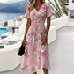 👗 Rochie midi cu decolteu în V și imprimeu Femei Fashion