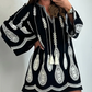 Rochie mini cu decolteu în V și mâneci evazate