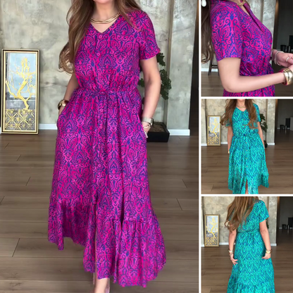 🌸Rochie plus size florală cu decolteu V