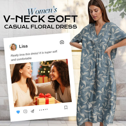 💖ROCHIE FLORALĂ CASUAL CU DECOLTEU ÎN V