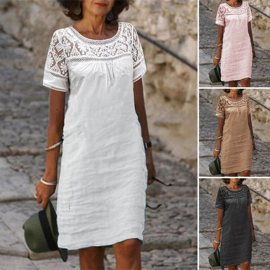 Rochie nouă din bumbac cu broderie din dantelă