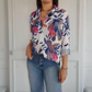 Cămașă elegantă cu imprimeu floral și nasturi