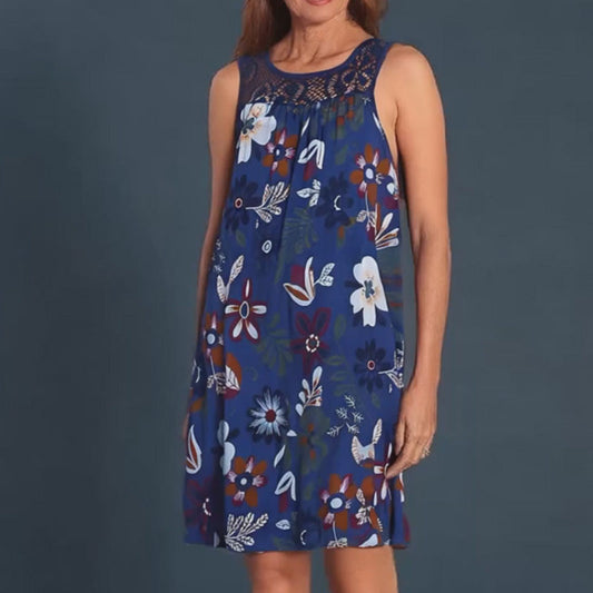 Rochie fără mâneci la modă pentru femei, cu imprimeu