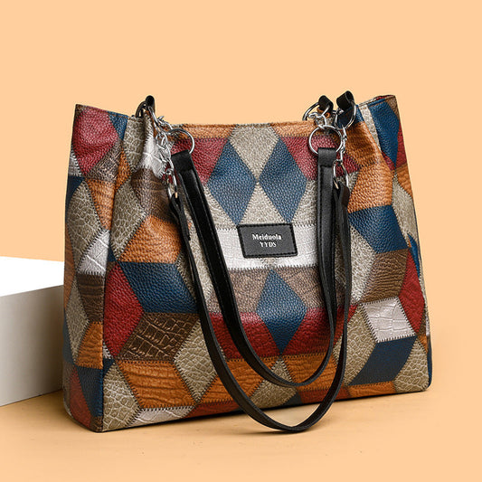 【🎊Noul produs în topul vânzărilor】🌈Geantă tote pentru femei cu patchwork